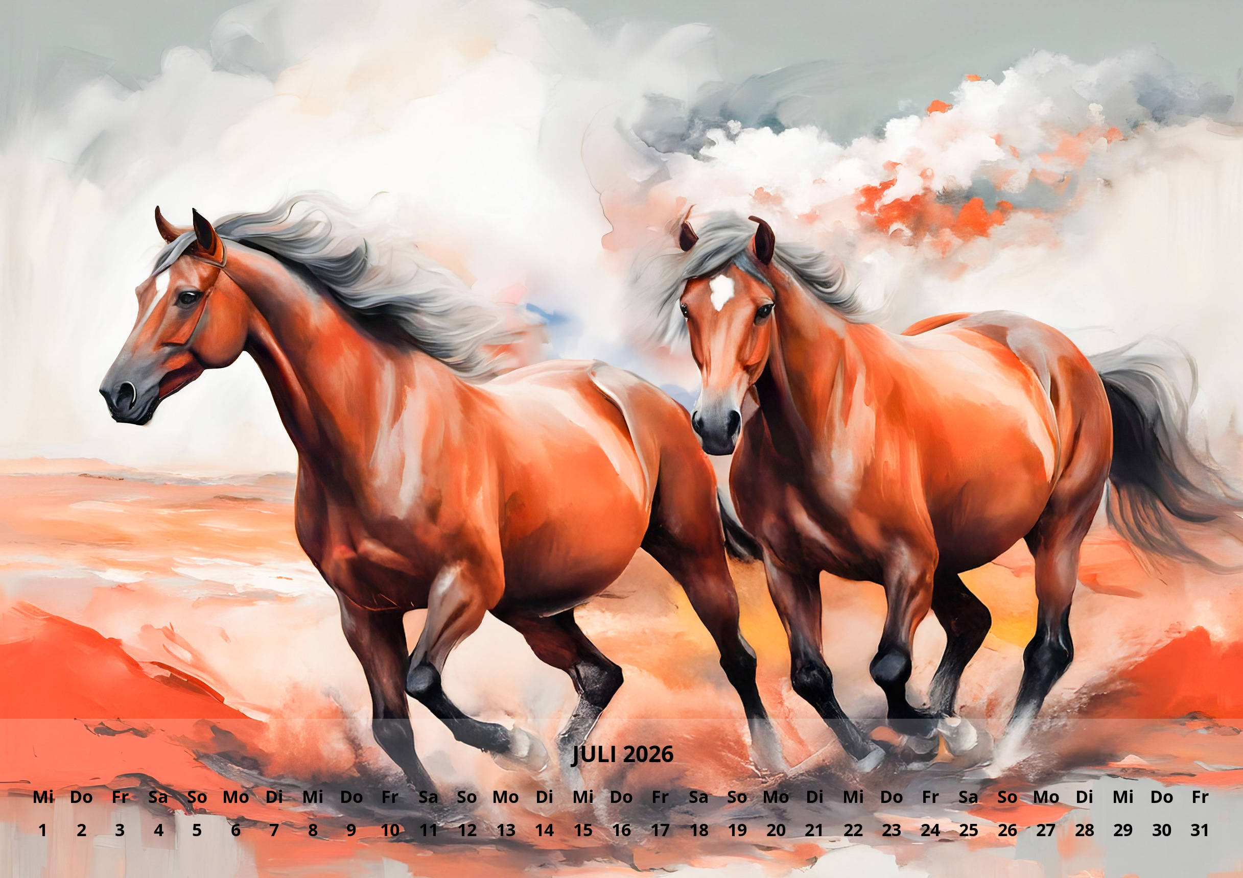 raxxa Premium-Monatskalender Pferde 2026 - Imagen 9