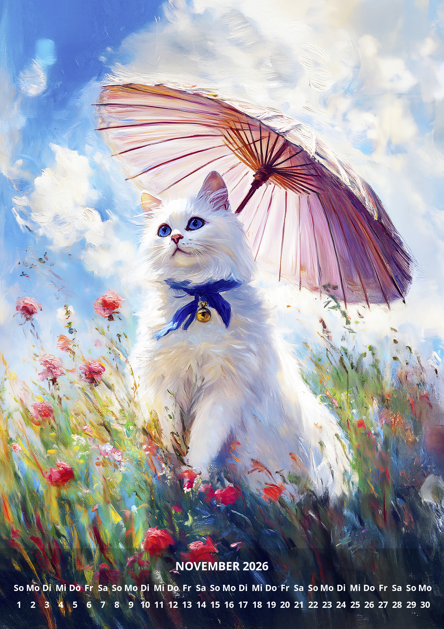raxxa Premium-Monatskalender Impressionism Cats Garden 2026 - Imagen 13