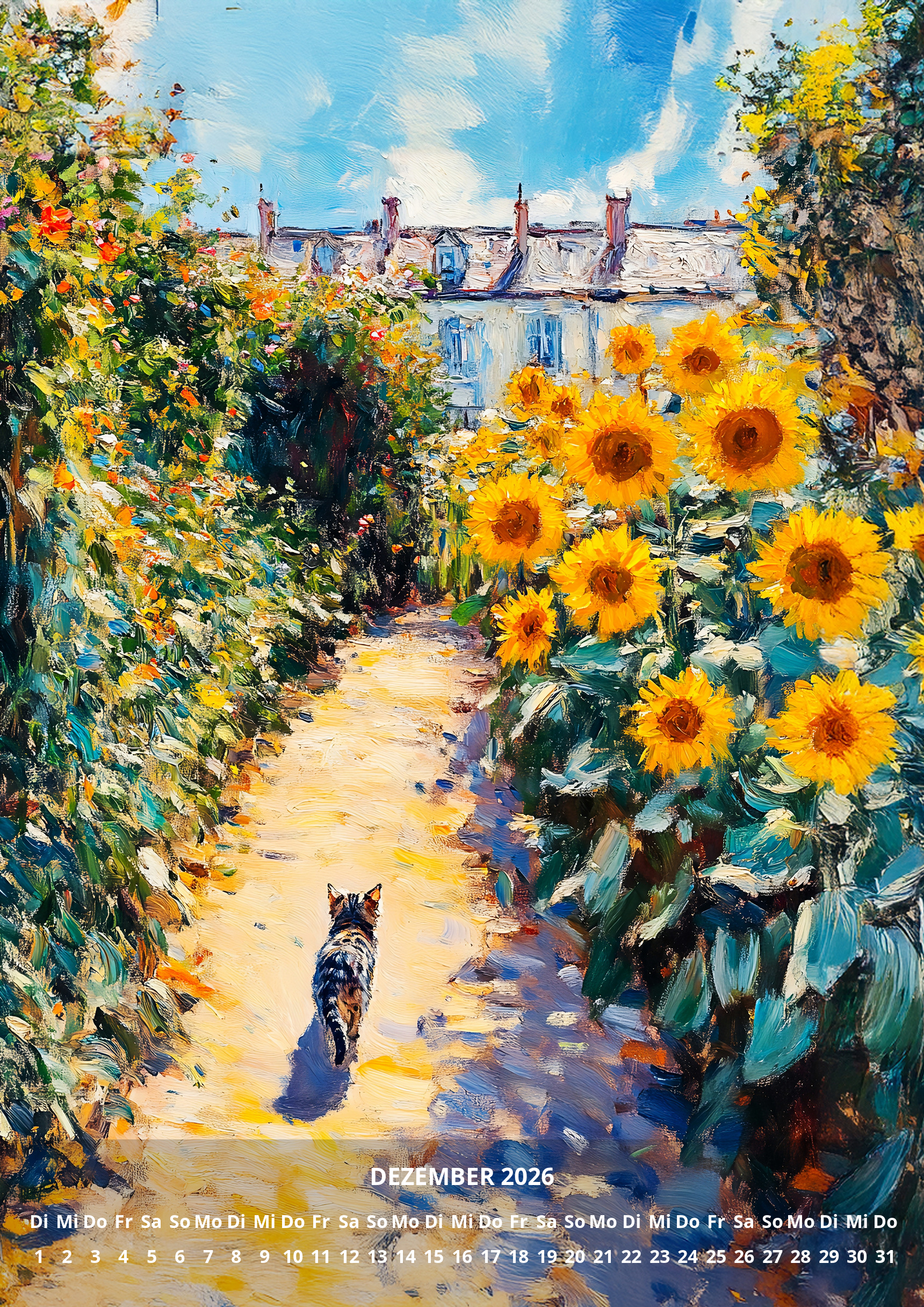 raxxa Premium-Monatskalender Impressionism Cats Garden 2026 - Imagen 14