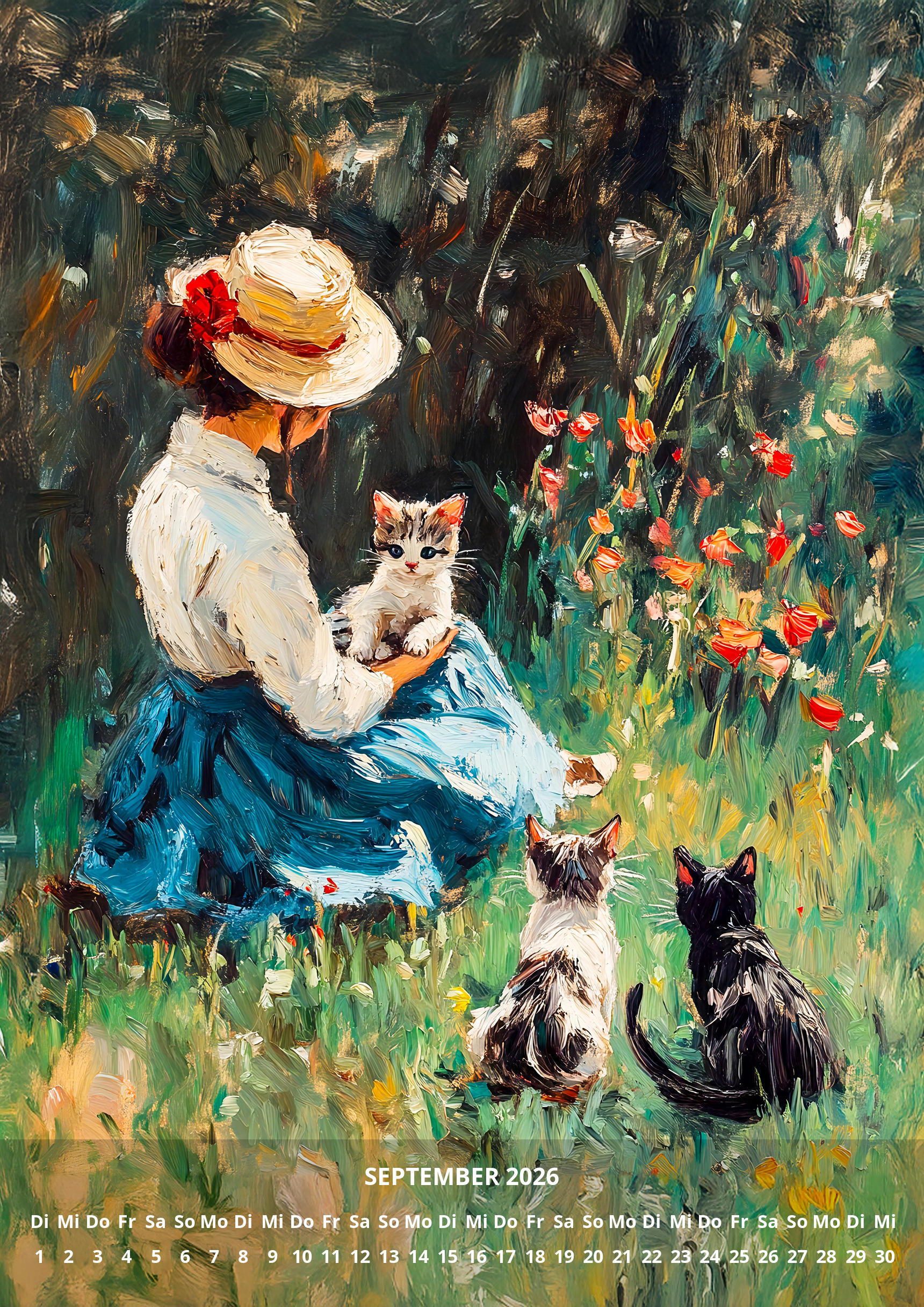 raxxa Premium-Monatskalender Impressionism Cats Garden 2026 - Imagen 11