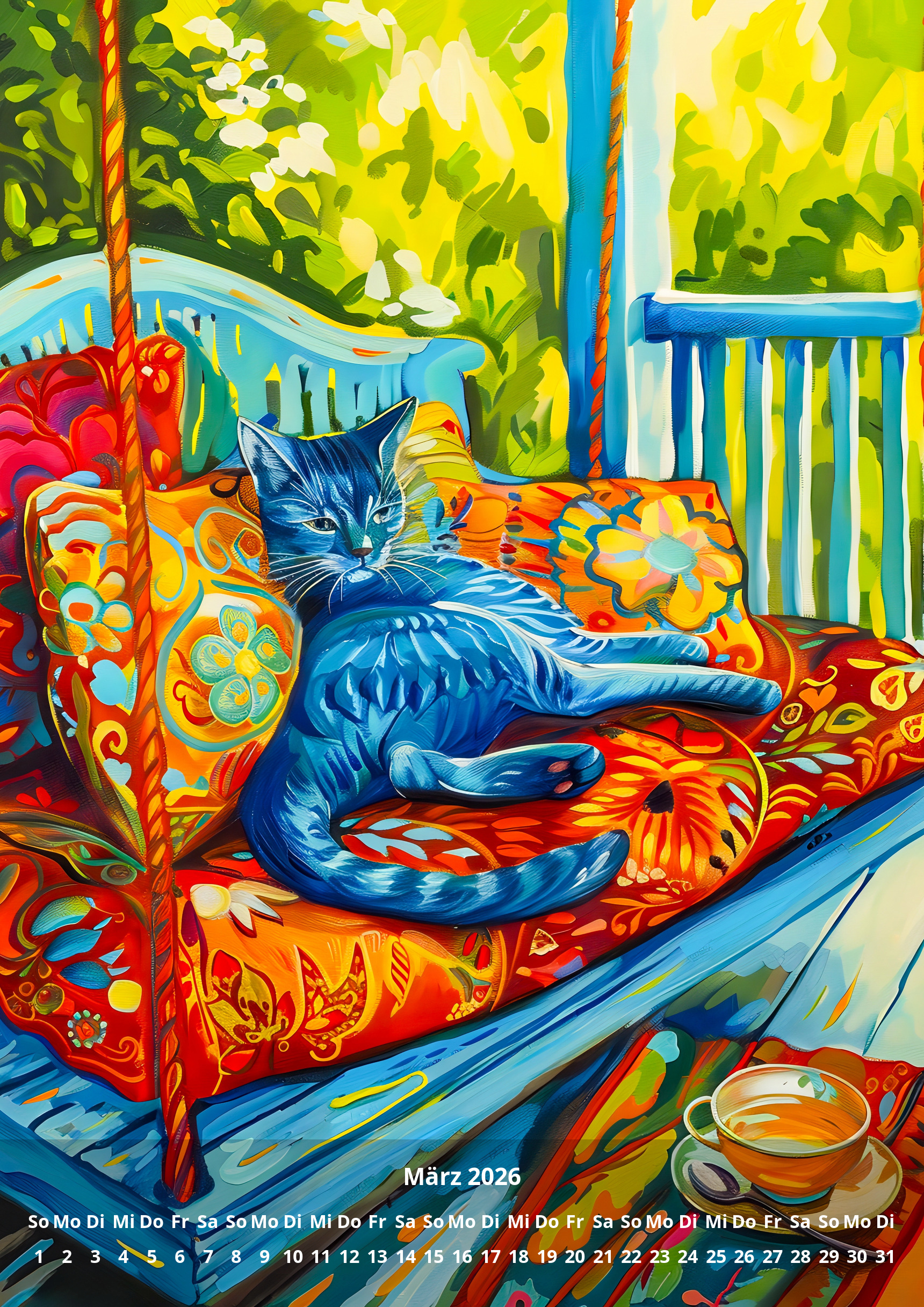 raxxa Premium-Monatskalender Katzen 2026 - immagine 5