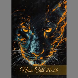 raxxa Premium-Monatskalender Neon Cats 2026