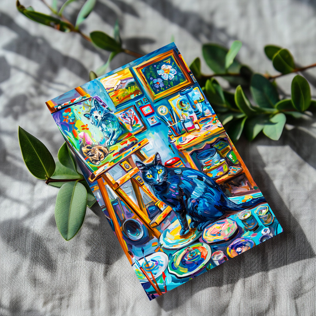raxxa Postkarte: Cat sitting in Painters Studio