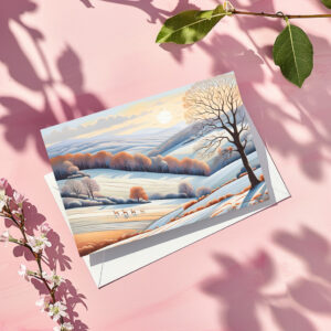 raxxa Postkarte: Pastel Watercolor Sunny Winter Landscape