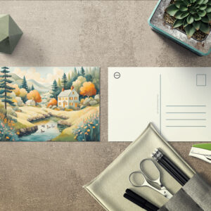 raxxa Postkarte: Autumn House by the Pond with Ducks