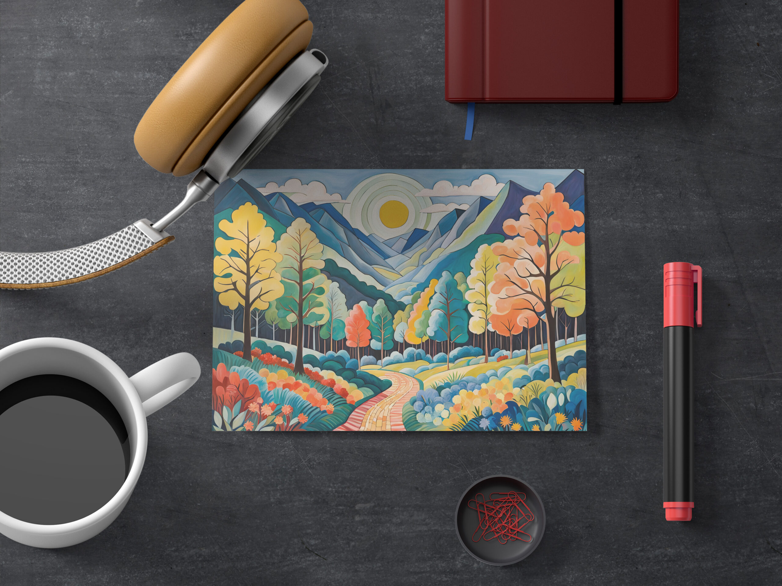 raxxa Postkarte: Mountainous Autumn Landscape with Trail