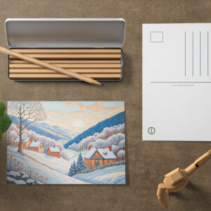 raxxa Postkarte: Winter Mountain Village in Morning Sun