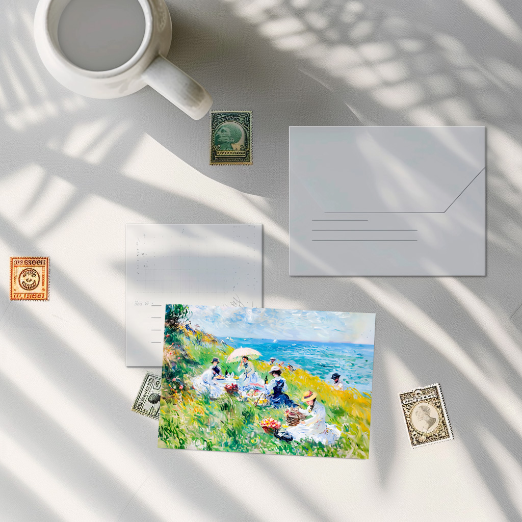 raxxa Postkarte: Picnic by the Sea Impressionist Artwork