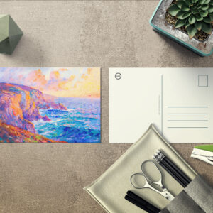 raxxa Postkarte: Cliffs in Fiery Sunset Impressionist Landscape