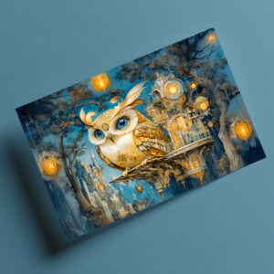 raxxa Postkarte: Mystical Owl in a Tree Castle at Night
