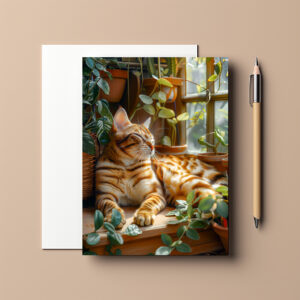 raxxa Postkarte: Cozy Cat Napping in Comfortable Setting on lost place