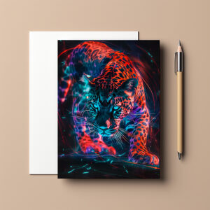 raxxa Postkarte: Reddish Neon Leopard Cosmic Light