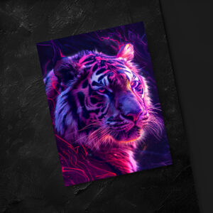raxxa Postkarte: Purple Red Neon Tiger Cosmic Glow