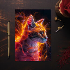 raxxa Postkarte: Reddish Neon Wildcat Cosmic Light