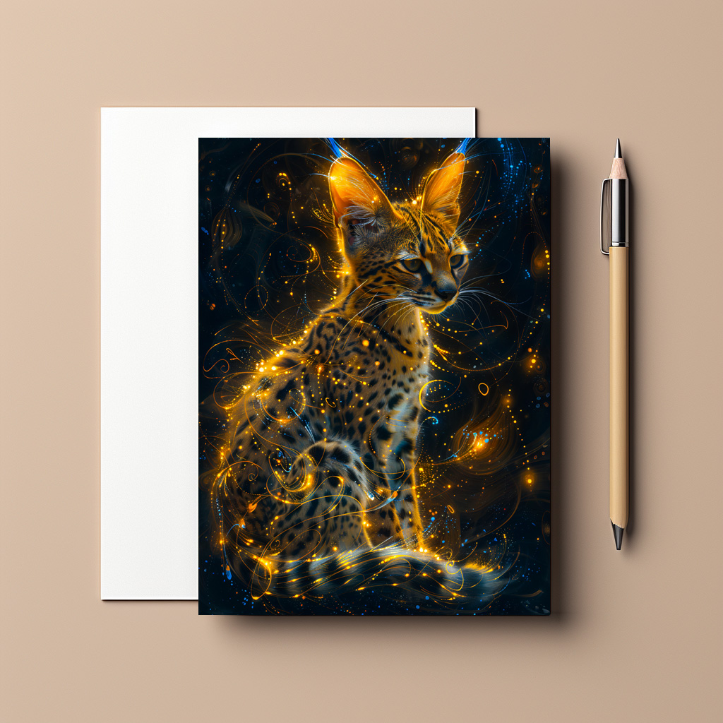 raxxa Postkarte: Yellowish Neon Serval Cosmic Glow