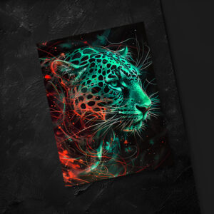 raxxa Postkarte: Greenish Red Neon Leopard Light