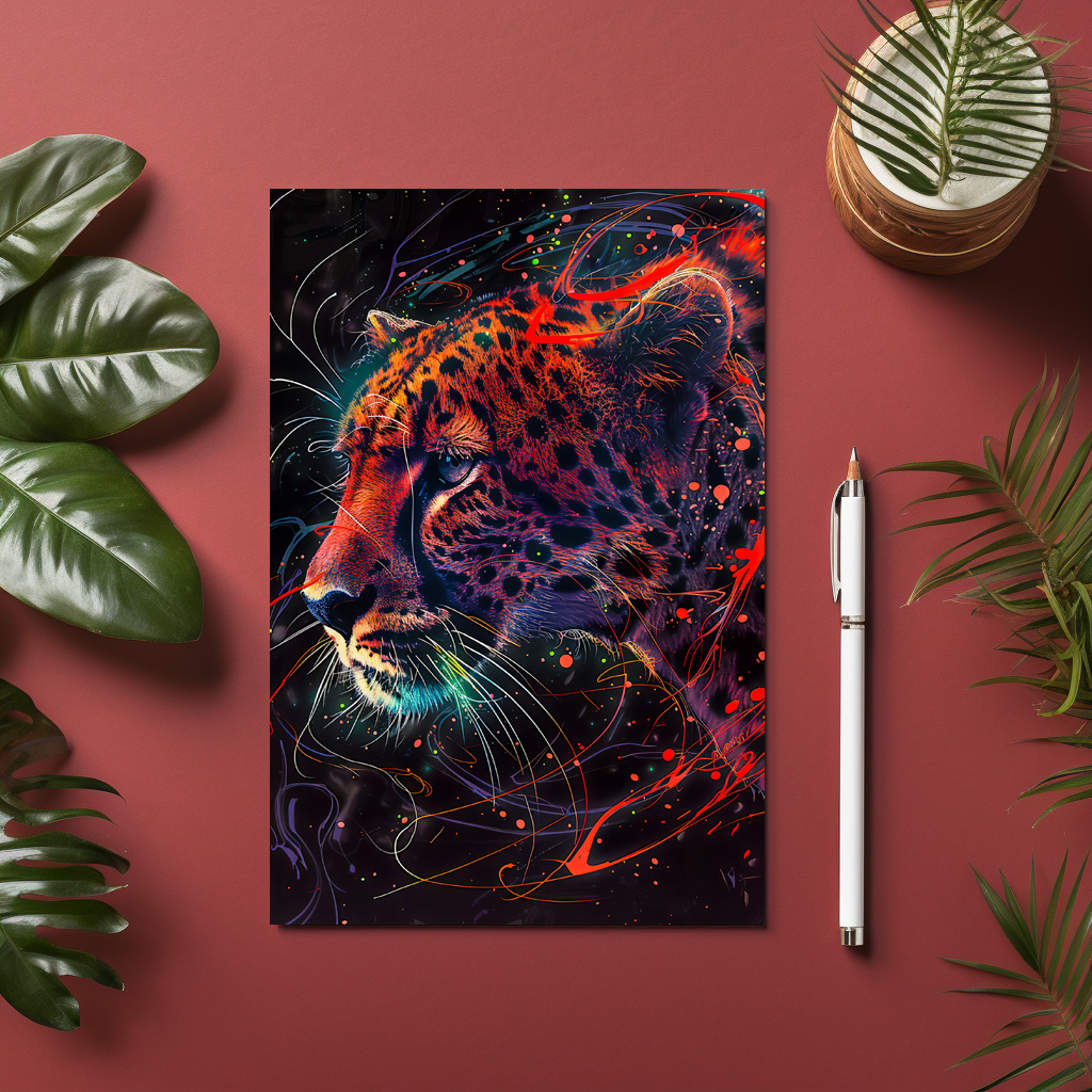 raxxa Postkarte: Reddish Neon Cheetah Cosmic Glow