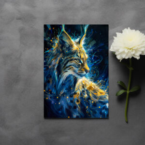 raxxa Postkarte: Blue Yellowish Neon Lynx Light Trails