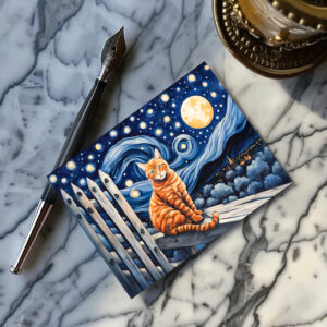 raxxa Postkarte: Cat Under Starry Night Watercolor