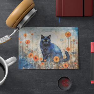 raxxa Postkarte: Watercolor Black Cat in Poppy Field