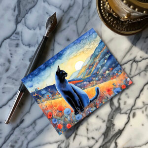 raxxa Postkarte: Watercolor Black Cat in Sunset Hills