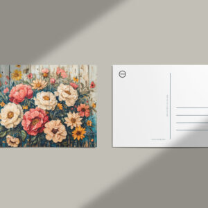 raxxa Postkarte: Red Roses and Zinnias in Rustic Contrast