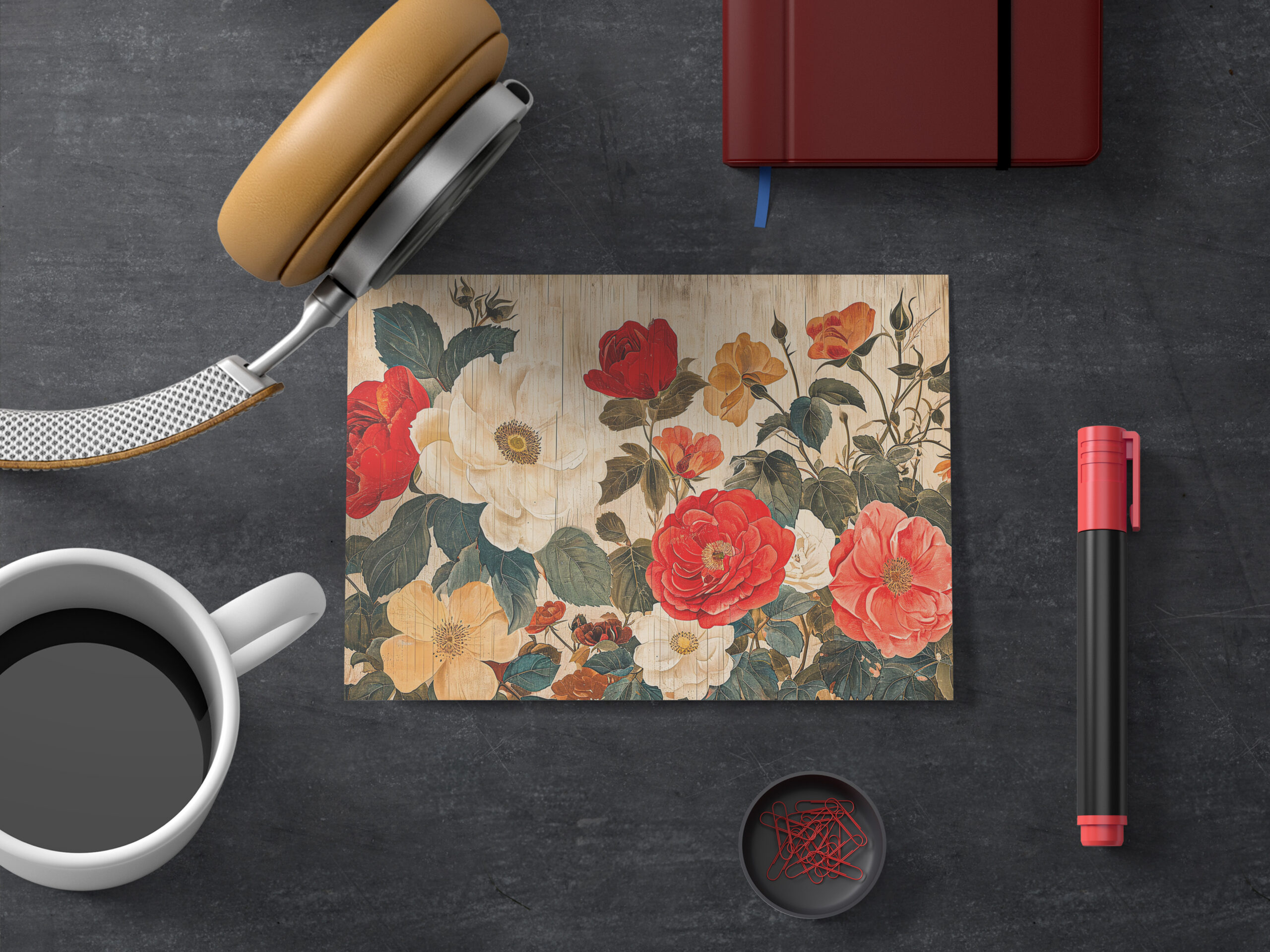 raxxa Postkarte: Wild Rose Mix on Weathered Wood