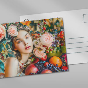 raxxa Postkarte: Woman with fruit and floral rose decor