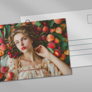 raxxa Postkarte: Woman with peaches and cherries