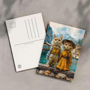 raxxa Postkarte: Cats by a Swiss Lakeside Village