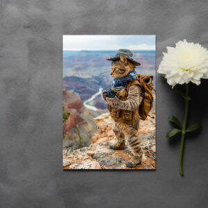 raxxa Postkarte: Cat Explorer at Grand Canyon Edge