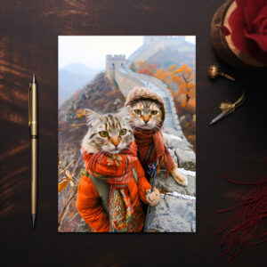 raxxa Postkarte: Adventurous Cats on the Great Wall