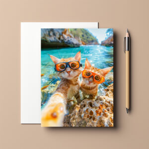 raxxa Postkarte: Snorkeling Cats in the Mediterranean Sea
