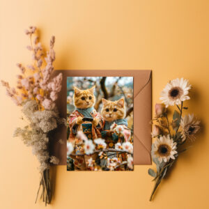 raxxa Postkarte: Cats Under Cherry Blossoms in Japan