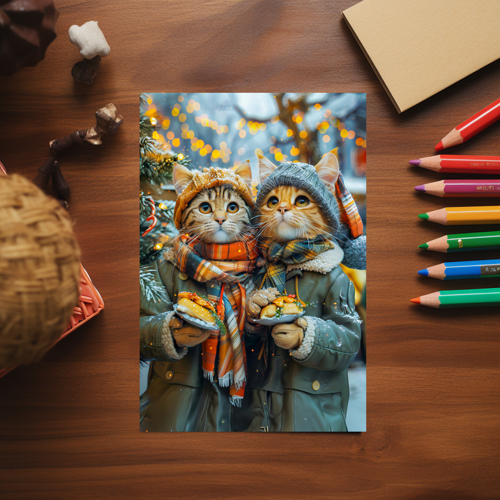 raxxa Postkarte: Cats at a German Christmas Market