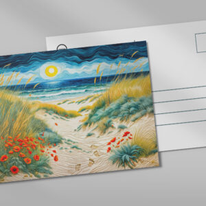 raxxa Postkarte: Coastal Sand Dunes with Poppies and Footprints
