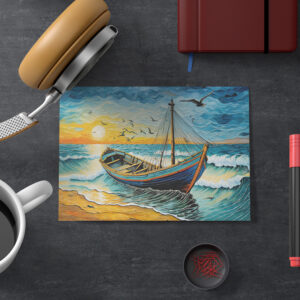 raxxa Postkarte: Boat on Calm Waters at Sunset