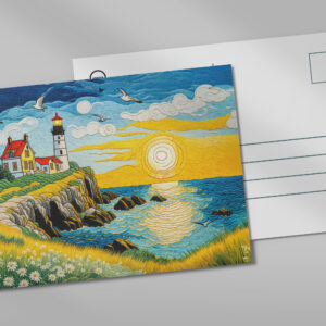 raxxa Postkarte: Serene Coastal Farm by the Sea