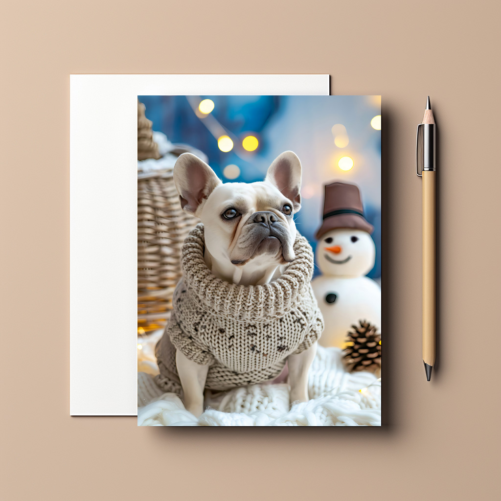 raxxa Postkarte: French Bulldog in Knitted Dog Attire 2