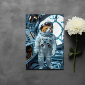 raxxa Postkarte: Scottish Fold cat inside space capsule