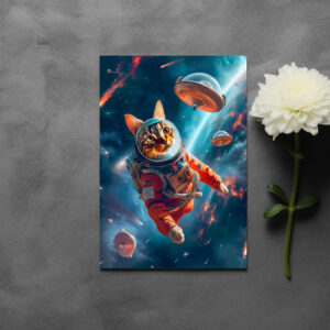 raxxa Postkarte: Adventurous Space Cat Floating Gracefully Beyond Earth’s Horizon