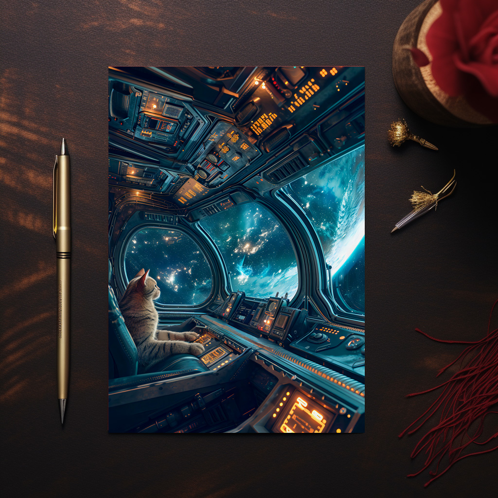 raxxa Postkarte: Curious Space Cat Exploring the Infinite Universe Beyond Stars