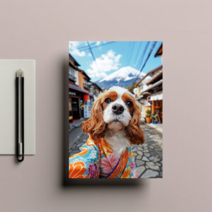 raxxa Postkarte: King Charles Cocker Spaniel Takes Selfies in tibet