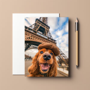 raxxa Postkarte: King Charles Cocker Spaniel Takes Selfies in Paris