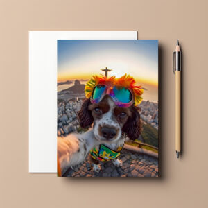 raxxa Postkarte: King Charles Cocker Spaniel Takes Selfies at Rio de Janeira Brazil