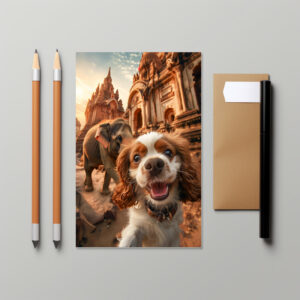 raxxa Postkarte: King Charles Cocker Spaniel Takes Selfies Across the Globe