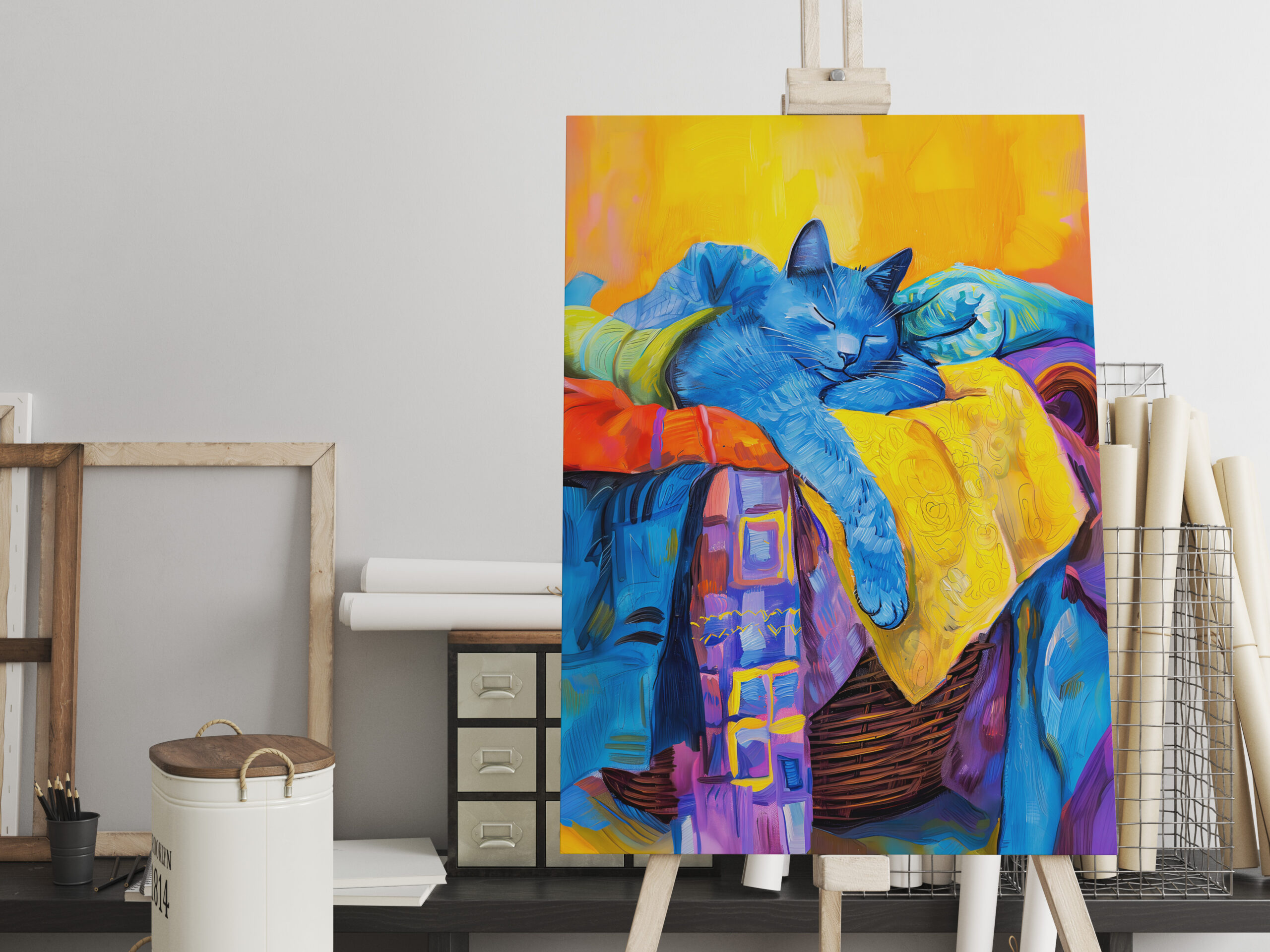 raxxa Canva: Cartoon Cozy Cat in Armchair