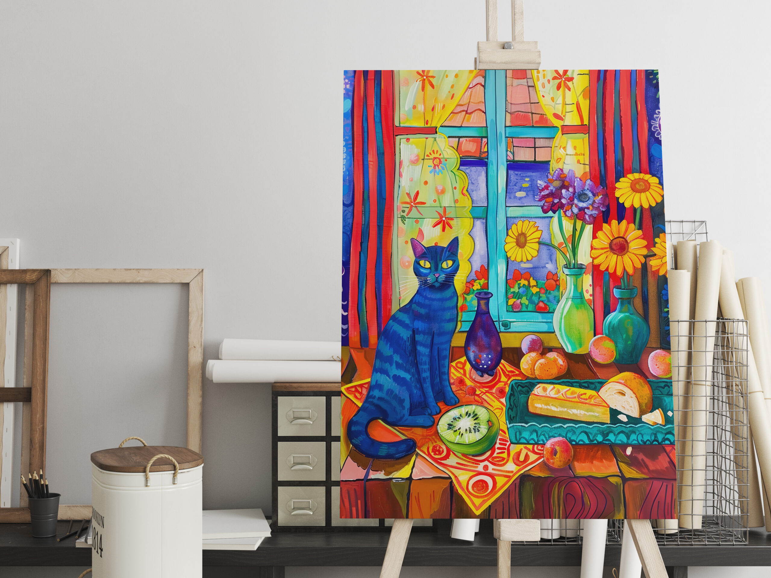 raxxa Canva: Cat on Kitchen Table by Window