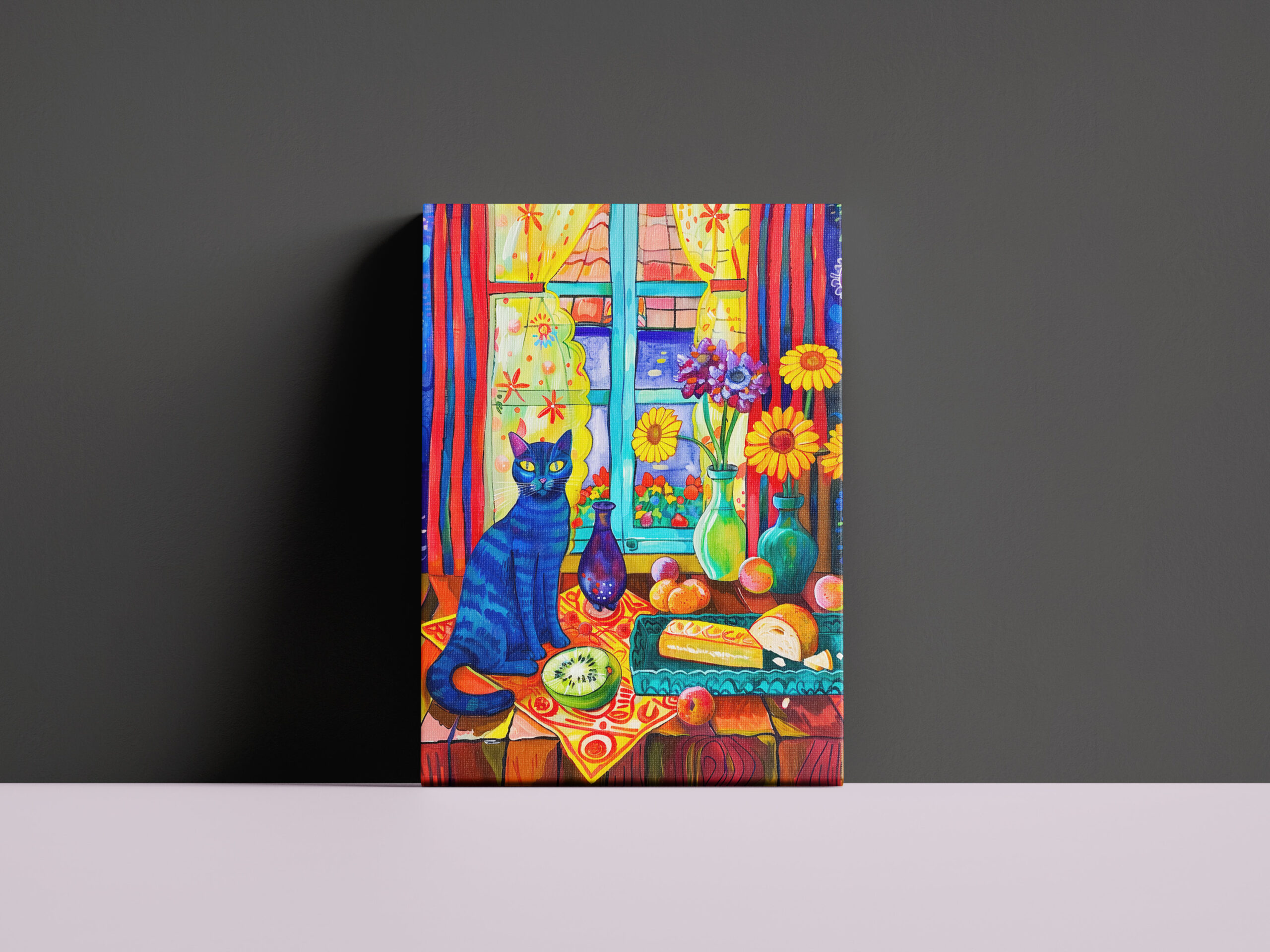 raxxa Canva: Cat on Kitchen Table by Window - Imagen 3