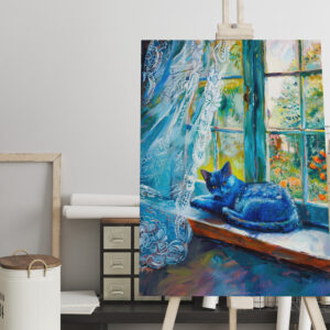 raxxa Canva: Cat is Sleeping on Window Ledge